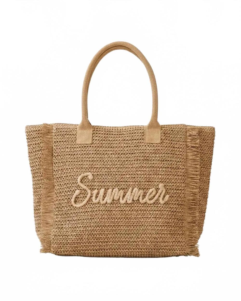 NEW JOIA women's summer embroidered tote bag in tan